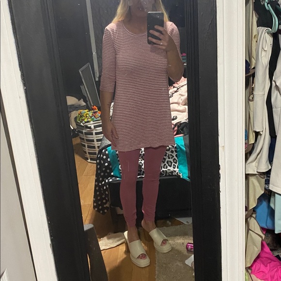 Poof! Dresses & Skirts - Poof! Women's Pink and White Striped Tunic